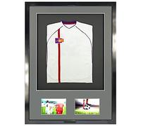 Vivarti DIY Infant 3D Mounted Double Aperture Sports Shirt Display Case - 21.25 x 29 Inches - Gloss Black, Silver Frame