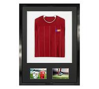 Vivarti DIY Infant 3D Mounted + Double Aperture Sports Shirt Display Frame for Football Shirt, Rugby Shirt, Band Shirt Shadow Box - 50 x 70cm - Gloss Black Frame, Black Mount, White Backing Card