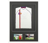 Vivarti DIY Infant 3D Mounted + Double Aperture Sports Shirt Display Frame for Football Shirt, Rugby Shirt, Band Shirt Shadow Box - 50 x 70cm - Gloss White Frame, Black Mount, Black Backing Card