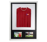 Vivarti DIY Infant 3D Mounted Sports Display Frame - Double Aperture, Football, Rugby, Band T-Shirt Shadow Box - 50 x 70cm - White Frame, Black Mount, White Backing Card