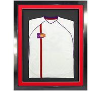Vivarti DIY Infant 3D Mounted Sports Shirt Display Frame for Football Shirt, Rugby Shirt, Band T-Shirt Shadow Box - 40 x 50cm - Gloss Black Frame, Red Mount, Black Backing Card