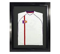 Vivarti DIY Infant Standard Sports Shirt Display Frame - Football, Rugby, Band Shirt Shadow Box - 40 x 50cm - Gloss Black Frame, Black Backing Card