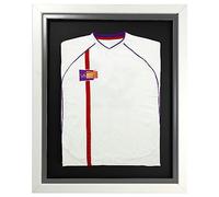 Vivarti DIY Infant Standard Sports Shirt Display Frame for Football Shirt, Rugby Shirt, Band T-Shirt Shadow Box - 40 x 50cm - White Frame, Silver Inner Frame, Black Backing Card