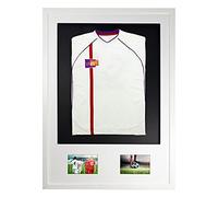 Vivarti DIY Junior 3D Mounted + Double Aperture Sports Display Frame for Football, Rugby, Band T-Shirt Shadow Box - A1 59.4 x 84cm - White Frame, White Mount, Black Backing Card