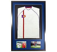 Vivarti DIY Junior 3D Mounted Double Aperture Sports Shirt Display Frame - A1 59.4 x 84cm - Black Frame, Blue Mount, Black Backing Card