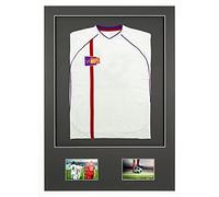 Vivarti DIY Junior 3D Mounted + Double Aperture Sports Shirt Display Frame for Football Shirt, Rugby Shirt, Band Shirt Shadow Box - A1 59.4 x 84cm - Gloss White Frame, Black Mount, Black Backing Card