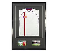Vivarti DIY Junior 3D Mounted + Double Aperture Sports Shirt Display Frame for Football Shirt, Rugby Shirt, Band Shirt Shadow Box - A1 59.4 x 84cm - Gloss Black Frame, Black Mount, Black Backing Card