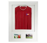 Vivarti DIY Junior 3D Mounted + Double Aperture Sports Shirt Display Frame for Football Shirt, Rugby Shirt, Band T-Shirt Shadow Box - A1 59.4 x 84cm - White Frame, White Mount, White Backing Card