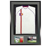 Vivarti DIY Junior 3D Mounted + Double Aperture Sports Shirt Display Frame for Football Shirt, Rugby Shirt, Band T-Shirt Shadow Box - A1 59.4 x 84cm - Black Frame, Silver Mount, Black Backing Card