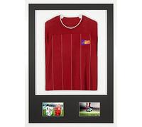 Vivarti DIY Junior 3D Mounted + Double Aperture Sports Shirt Display Frame for Football Shirt, Rugby Shirt, Band Shirt Shadow Box - A1 59.4 x 84cm - Gloss White Frame, Black Mount, White Backing Card