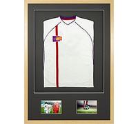Vivarti DIY Junior 3D Mounted + Double Aperture Sports Shirt Display Frame for Football Shirt, Rugby Shirt, Band T-Shirt Shadow Box - A1 59.4 x 84cm - Oak Frame, Black Mount, Black Backing Card