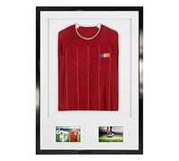 Vivarti DIY Junior 3D Mounted + Double Aperture Sports Shirt Display Frame for Football Shirt, Rugby Shirt, Band Shirt Shadow Box - A1 59.4 x 84cm - Gloss Black Frame, White Mount, White Backing Card