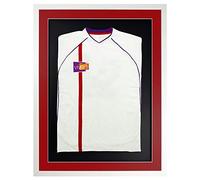 Vivarti DIY Junior 3D Mounted Sports Shirt Display Frame for Football Shirt, Rugby Shirt, Band T-Shirt Shadow Box - 50 x 70cm - Gloss White Frame, Red Mount, Black Backing Card