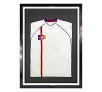 Vivarti DIY Junior Standard Sports Shirt Display Frame for Football Shirt, Rugby Shirt, Band Shirt Shadow Box - 50x 70cm - Gloss Black Frame, White Inner Frame, Black Backing Card