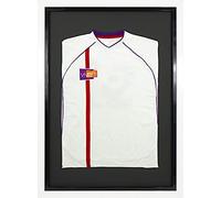 Vivarti DIY Junior Standard Sports Shirt Display Frame for Football Shirt, Rugby Shirt, Band Shirt Shadow Box - 50 x 70cm - Gloss White Frame, Black Inner Frame, Black Backing Card