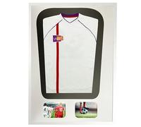 Vivarti DIY Tapered Adult 3D Mounted + Double Aperture Sports Shirt Display Frame for Football Shirt, Band T-Shirt Shadow Box - 61 x 91.5cm - Gloss White Frame, White Mount, Black Backing Card