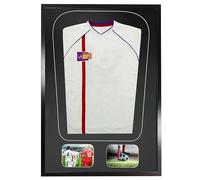 Vivarti DIY Tapered Adult 3D Mounted + Double Aperture Sports Shirt Display Frame for Football Shirt, Band T-Shirt Shadow Box - 61 x 91.5cm - Gloss Black Frame, Black Mount, Black Backing Card