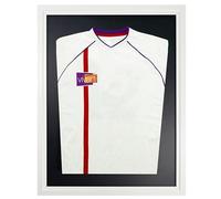 Vivarti DIY Tapered Adult Standard Sports Shirt Display Frame for Football Shirt, Rugby Shirt, Band T-Shirt Shadow Box - 60 x 80cm - Gloss White Frame, White Inner Frame, Black Backing Card