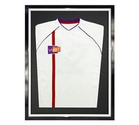 Vivarti DIY Tapered Junior Standard Sports Shirt Display Frame for Football Shirt, Rugby Shirt, Band T-Shirt Shadow Box - 50 x 70cm - Gloss Black Frame, White Inner Frame, Black Backing Card