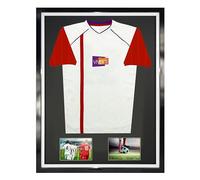 Vivarti DIY Tapered Sleeve Adult Double Aperture Sports Shirt Display Case - Black, White Plastic Frame, 61 x 91.5cm, Wall Mount