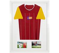 Vivarti DIY Tapered Sleeve Adult Double Aperture Sports Shirt Display Frame for Sports Shirt - 61 x 91.5cm - Gloss White Frame, White Inner Frame, White Backing Card