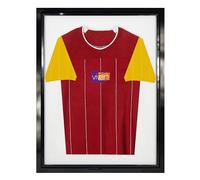 Vivarti DIY Tapered Sleeve Adult Standard Sports Shirt Display Frame for Football/ Rugby Shirt, Band T-Shirt Shadow Box - 60 x 80cm - Gloss Black Frame, Black Inner Frame, White Backing Card