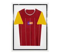 Vivarti DIY Tapered Sleeve Junior Standard Sports Shirt Display Frame for Football/ Rugby Shirt, Band T-Shirt Shadow Box - 50 x 70cm - Gloss White Frame, Black Inner Frame, White Backing Card