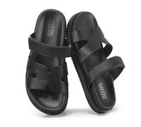 VIVASHOES Women’s Chunky Flat Sandals with Adjustable Strap - Lightweight Slide Sandals for Ladies - Minimalist Summer Sandals for Casual Holiday Beach Walking Wear - Black UK 5