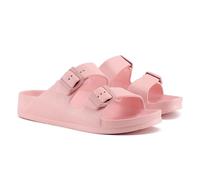 VIVASHOES Women’s Double Buckle EVA Sandals - Lightweight Waterproof Adjustable Slides with Arch Support for Summer, Beach, Pool & Daily Wear - True to Size Good for Wide Fit - Pink 5
