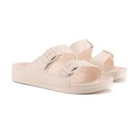 VIVASHOES Women’s Double Buckle EVA Sandals - Lightweight Waterproof Adjustable Slides with Arch Support for Summer, Beach, Pool & Daily Wear - True to Size Good for Wide Fit - Cream 7