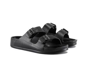 VIVASHOES Women’s Double Buckle EVA Sandals - Lightweight Waterproof Adjustable Slides with Arch Support for Summer, Beach, Pool & Daily Wear - True to Size Good for Wide Fit - Black 8