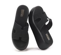 VIVASHOES Women’s Platform Mule Sandals - Lightweight Chunky Slide Sandals for Ladies - Open Toe Slip On Summer Footwear with Flatform Sole - Black UK 8