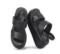 VIVASHOES Women’s Wedge Sandals with Slingback Strap - Lightweight Platform Summer Sandals for Ladies - Comfortable Open Toe Casual Holiday Walking Footwear with Thick Sole - Black UK 6