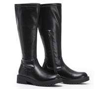 VIVASHOES Women's Black Knee High Flat Riding Boots Stretch - Faux Leather Winter Booties for Women, Slip-Resistant Chunky Sole, Low Heel Comfort Shoes - Stylish Everyday Tall Boots - Black 9