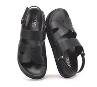 VIVASHOES Women's Chunky Flatform Sandals with Adjustable Slingback Strap - Lightweight Minimalist Summer Sandals for Ladies - Casual Holiday Beach Walking - Black UK 8