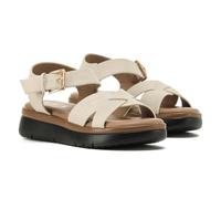 VIVASHOES Women's Lightweight Adjustable Buckle Sandals - Flatform Small wedge Sandal - Soft Comfort Memory Foam Innersoles - True to Size Good for Wide Fit - Comfortable Summer Shoes - Cream/Tan 6