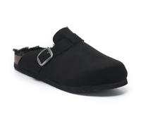 VIVASHOES Womens Suede Slip-On Buckle Clog - Classic Closed-Toe - 6 - Black