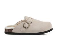 VIVASHOES Women's Suede Slip-On Buckle Clog - Classic Closed-Toe Mule with Adjustable Strap, Cork Footbed & Rubber Outsole - Effortless Comfort for Cozy Days, Lounging & Everyday Living - Beige 5