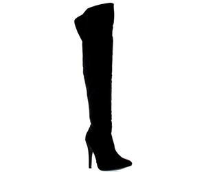 VIVASHOES Womens Thigh High Platform Stretch High Heels Evening High Heels Boots - Black Suede - UK4/EU37 - KL0049J