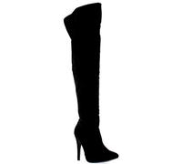 VIVASHOES Womens Thigh High Platform Stretch High Heels Evening High Heels Boots - Black Suede - UK5/EU38 - KL0049J