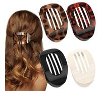 VivaSmile 4 PCS Flat Hair Clips for Women, Curved Design Duckbill Hair Clips for Lying, Driving - Matte Strong Hold Hair Claw Clips for Thin, Thick Hair, Hair Accessories for Women and Girls (Leopard)