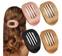 VivaSmile 4 PCS Flat Hair Clips for Women, Curved Design Hair Clips for Lying, Driving - Matte Strong Hold Hair Claw Clips for Thin, Thick Hair, Hair Accessories for Women and Girls (Dark)