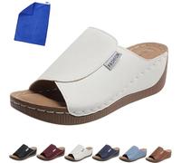 Vivastep Sandals Wide Fit Vivastep Sandal Ergonomic Non-Slip Sandals For Pain Relief For Women (White, Adult, Women, 10, Numeric, UK Footwear Size System, Medium)