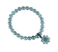 VIVAZYTGH Blue Myanmar Jadeite Beads Bracelet with Carved Gemstone Sunflower - Luxury Natural Burmese Jade Bangle Jewelry