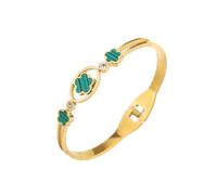 VIVAZYTGH Simple Stainless Steel White Shell Five Leaf Flower Bangle Classic Clover Wrist Jewelry Luxury for Woman Party Jewelry Gift(6)