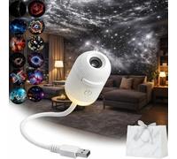 VIVBCLI 2-in-1 Galaxy Projector Night Light with a Gift Bag, USB Galaxy Projector for Bedroom, 360° Adjustable HD LED Ceiling Mood Lamp for Room up to 320 sq ft Decor Car Roof Gifts (2, 12pcs)