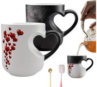 VIVBCLI 330ml Heart Shaped Colour Changing Mug, Magic Heat Changes to Hearts Cup, Thermochromic Magic Reveal Design, Fun Novelty Ceramic Coffee Cup for Valentine's Day, Mother's Day Gifts (1)