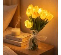 VIVBCLI 5/10pcs Radiant Romantic Tulip Night Light, PU Artificial Bouquet Bedside Lamp, Flowers Decorative Mood Decorative Lamps, for Bedroom, Home Decor, Gift (Yellow-10pcs,Style-USB)