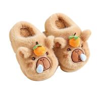 VIVBCLI Capybara Slippers for Kids, Cute Cartoon Plush Animal Toddler Shoes, Warm Funny Soft Fall Winter House for Girls Boys (Brown, m, Little Kid, 11, Numeric, UK Footwear Size System, Medium)