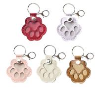VIVBCLI Pet Paw Leather Key Chain, Cute Fur Refillable Keychain, Memorial Collection of Cat and Dog Fur, Charms for Purses or Handbag (5*PCS-A)
